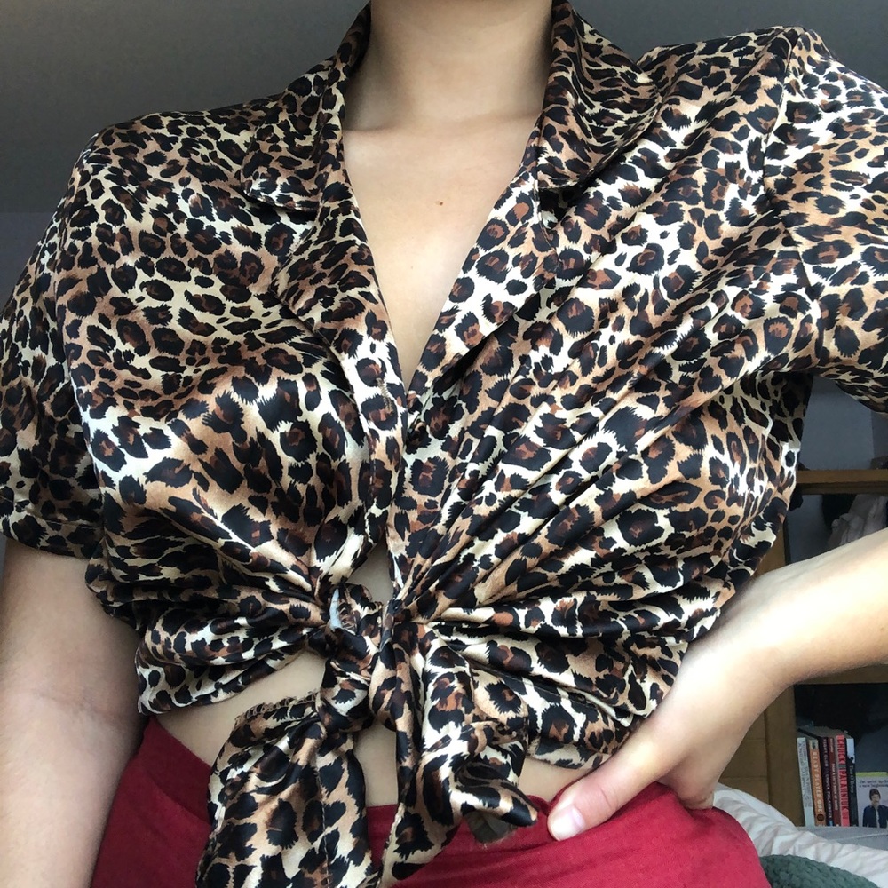 vintage cheetah print button down